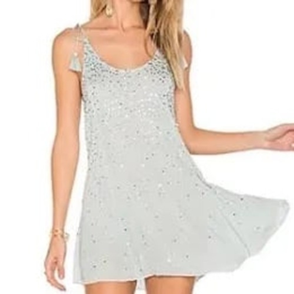Free People Just Watch Me Sequin Slip Dress Blue